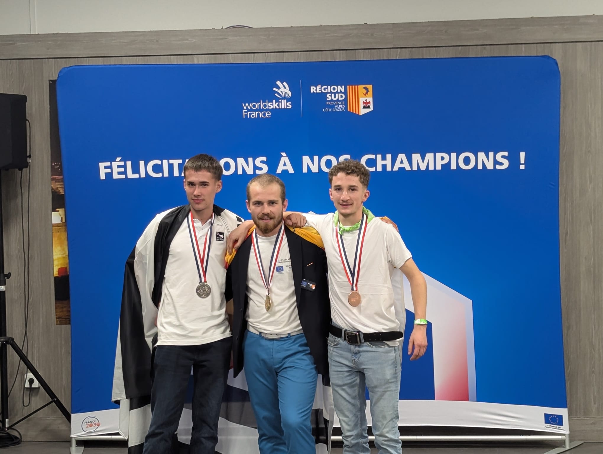 Le podium métallerie de la finale de la 48e édition de la compétition des métiers WorldSkills